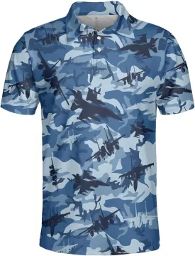 Airplane Polo Shirts for Men - Plane Pilot Mens Golf Shirts Short Sleeve Dry Fit Casual Tennis T-Shirt S89