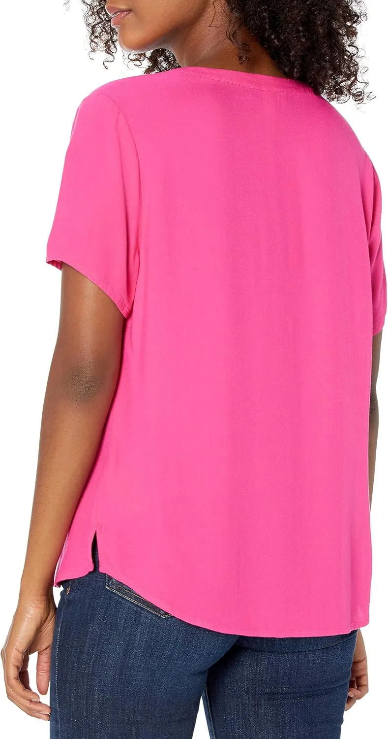 Amazon Essentials Women's Relaxed-Fit Short-Sleeve Woven Blouse