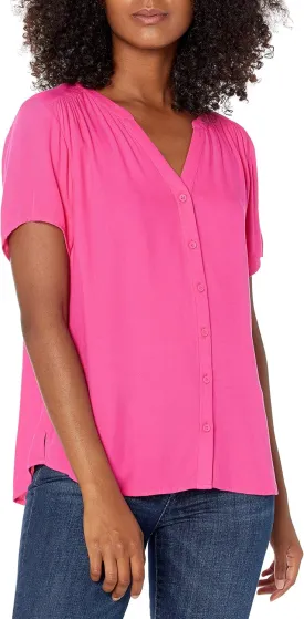 Amazon Essentials Women's Relaxed-Fit Short-Sleeve Woven Blouse