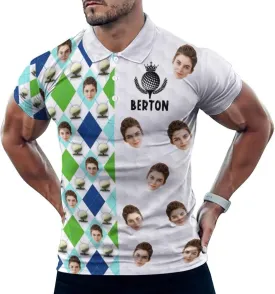 Custom Polo Shirts for Men with Face Design Your Own Customized Golf Shirts Personalized Tee with Text Photo Logo
