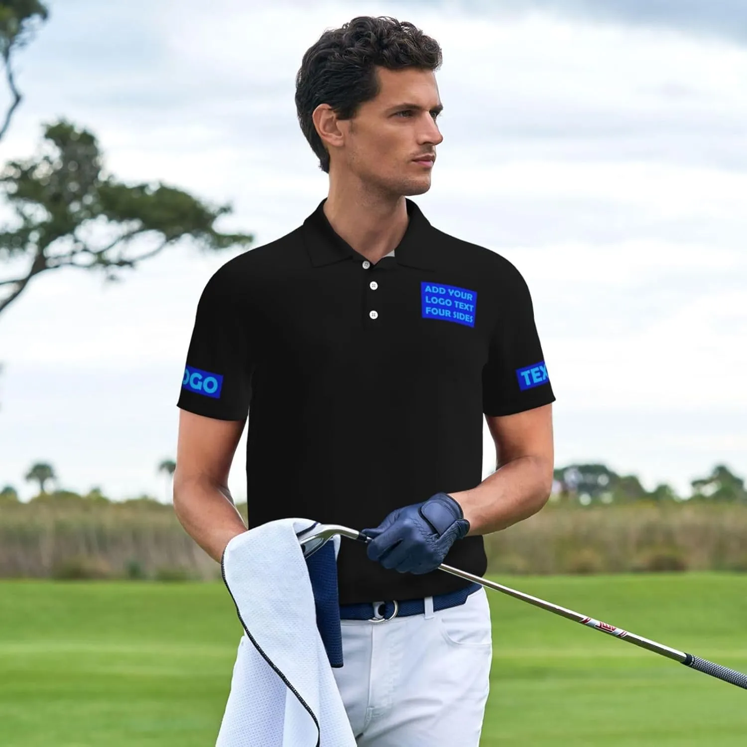 Custom Polo Shirts Personalized Polos Shirt for Men with Logo Front and Back Design Your Own Picture Text 3 Button, S-4XL