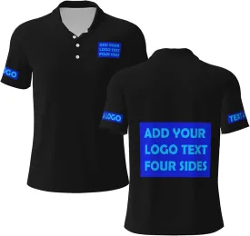Custom Polo Shirts Personalized Polos Shirt for Men with Logo Front and Back Design Your Own Picture Text 3 Button, S-4XL