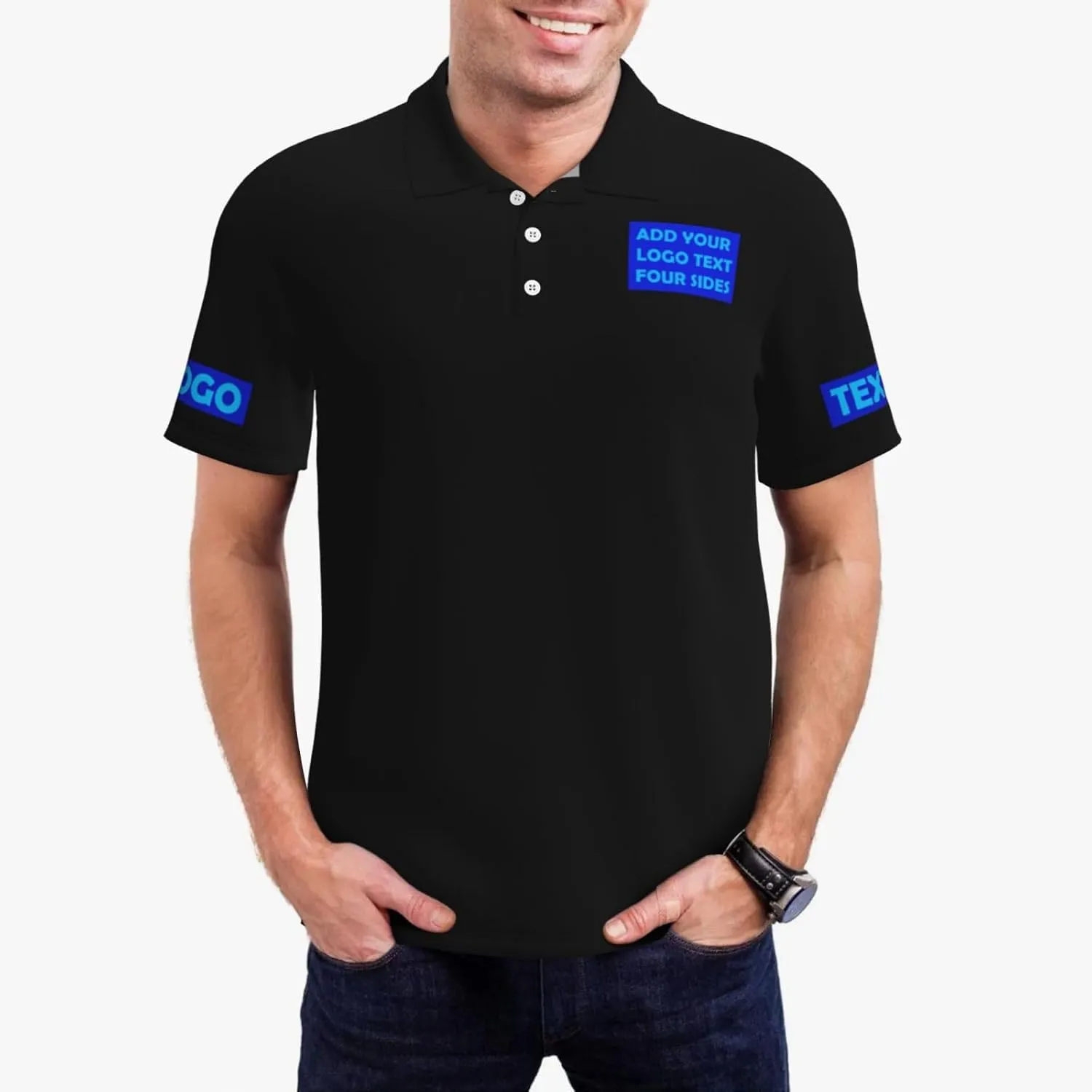 Custom Polo Shirts Personalized Polos Shirt for Men with Logo Front and Back Design Your Own Picture Text 3 Button, S-4XL