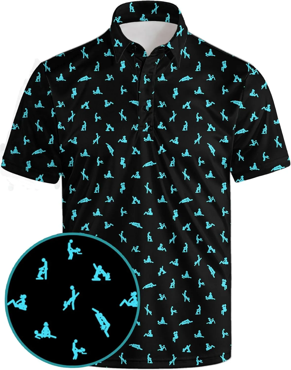 Golf Polo Shirts for Men Funny Print Quick Dry Short Sleeve Performance Golf Shirts Moisture Wicking Polo Shirts