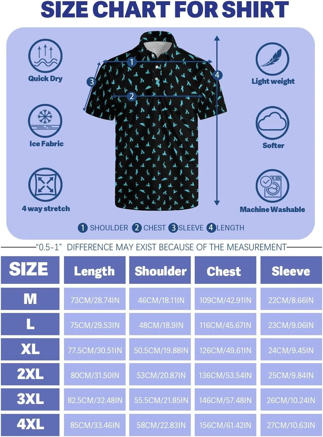 Golf Polo Shirts for Men Funny Print Quick Dry Short Sleeve Performance Golf Shirts Moisture Wicking Polo Shirts