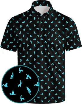 Golf Polo Shirts for Men Funny Print Quick Dry Short Sleeve Performance Golf Shirts Moisture Wicking Polo Shirts