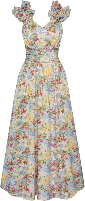 GRACE KARIN 2025 Women's Summer Floral Print Dress Sleeveless Casual Flowy Sundress A Line Ruffle Wedding Guest Outfit