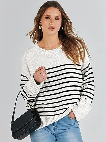 LOGENE Women's Oversized Sweater Crewneck Long Sleeve Soft Fuzzy Knit Pullover Sweaters 2024 Winter Fashion Warm Tops Clothes