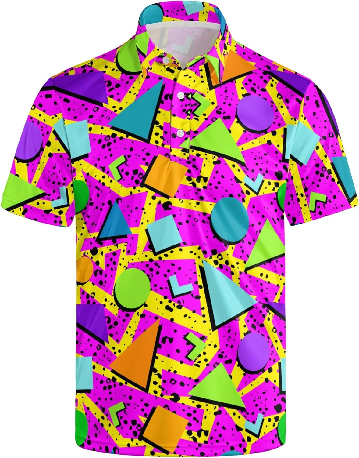 Mens Polo Shirt Retro 80s 90s Golf Tennis Sport T-ShirtSoft Breathable Elastic Fabric Short Sleeve