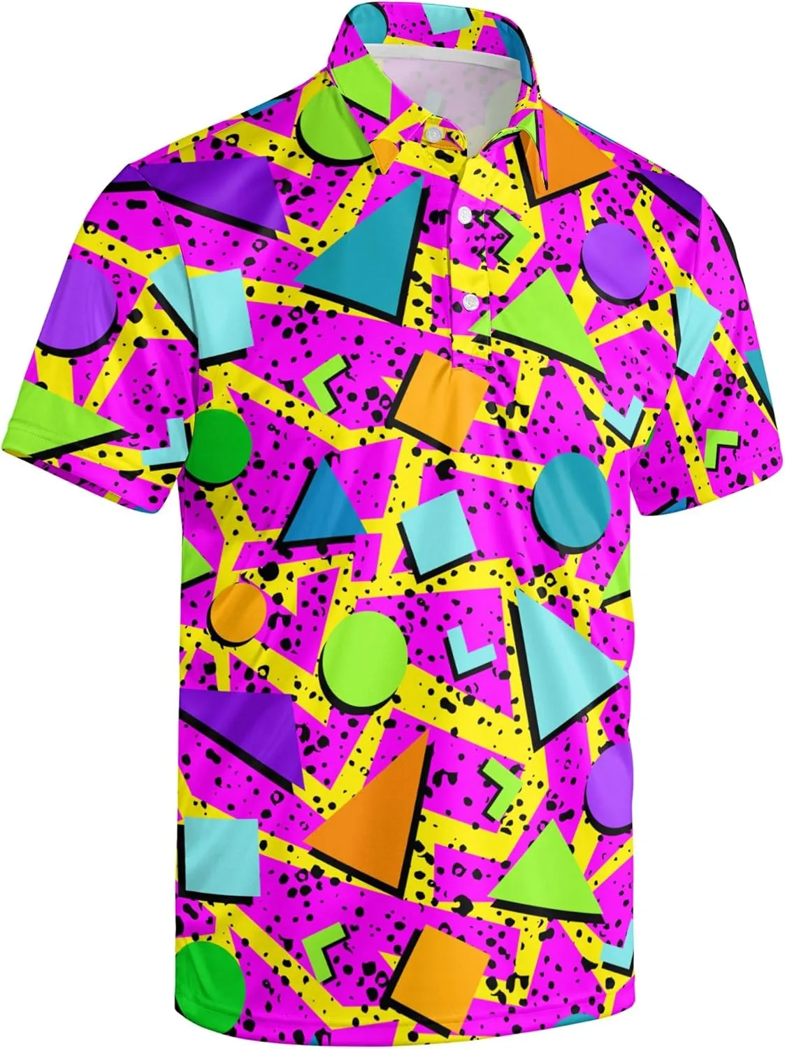 Mens Polo Shirt Retro 80s 90s Golf Tennis Sport T-ShirtSoft Breathable Elastic Fabric Short Sleeve