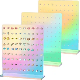 NiHome Acrylic Earring Stand 3PCS, Exquisite Double-Sided Acrylic Earring Organizer with 90 Holes Each - Lightweight and Sturdy Material, Unique Design with Larger Holes for Special Sizes