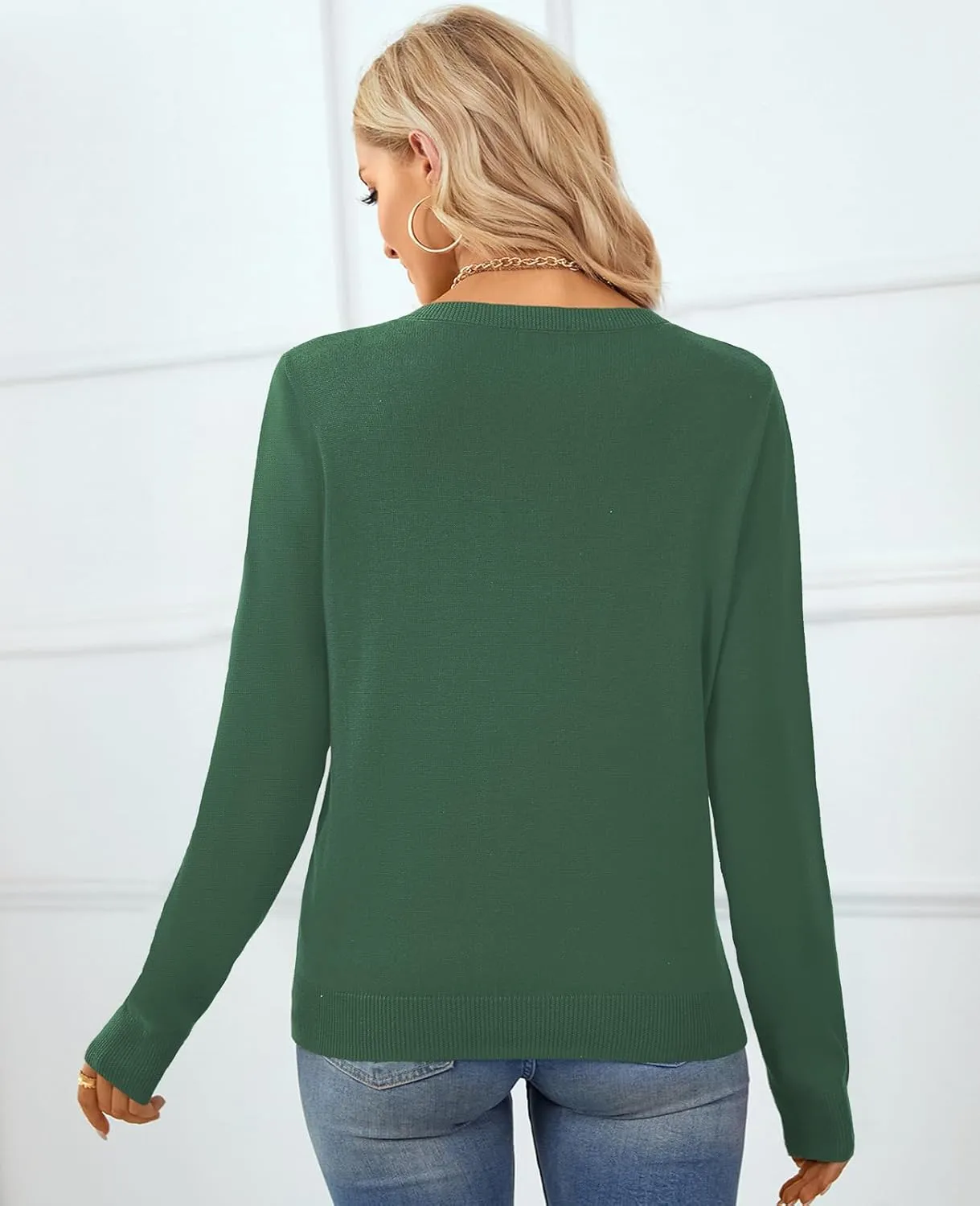 QUALFORT Women's Sweater 100% Cotton Long Sleeeve Pullover Sweater Soft Lightweight Knit Tops 2025