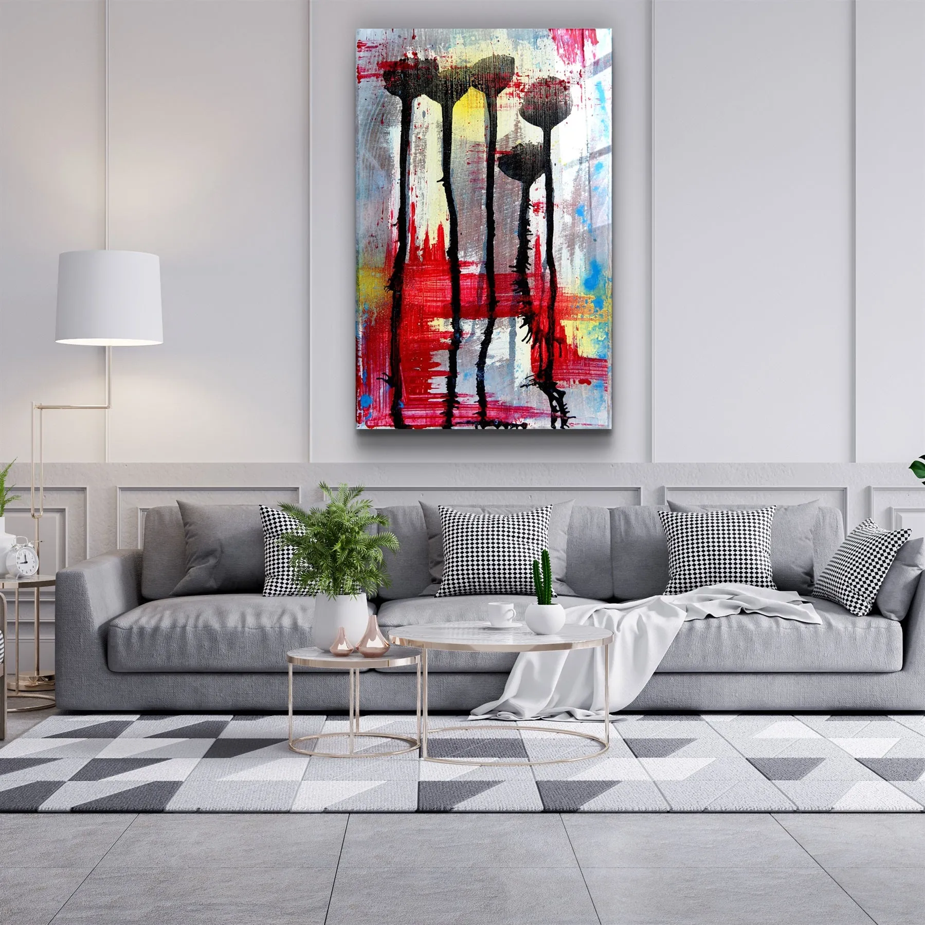 ・"Abstract Flowers"・Glass Wall Art