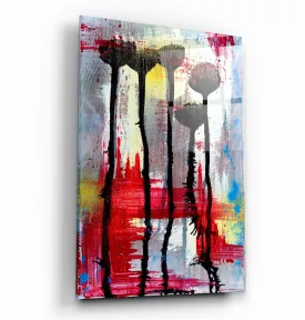 ・"Abstract Flowers"・Glass Wall Art