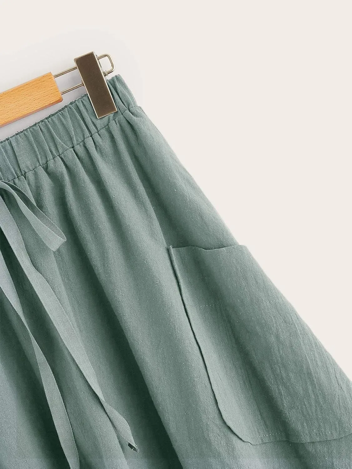 SweatyRocks Women's Casual High Waist Pleated A-Line Midi Skirt with Pocket