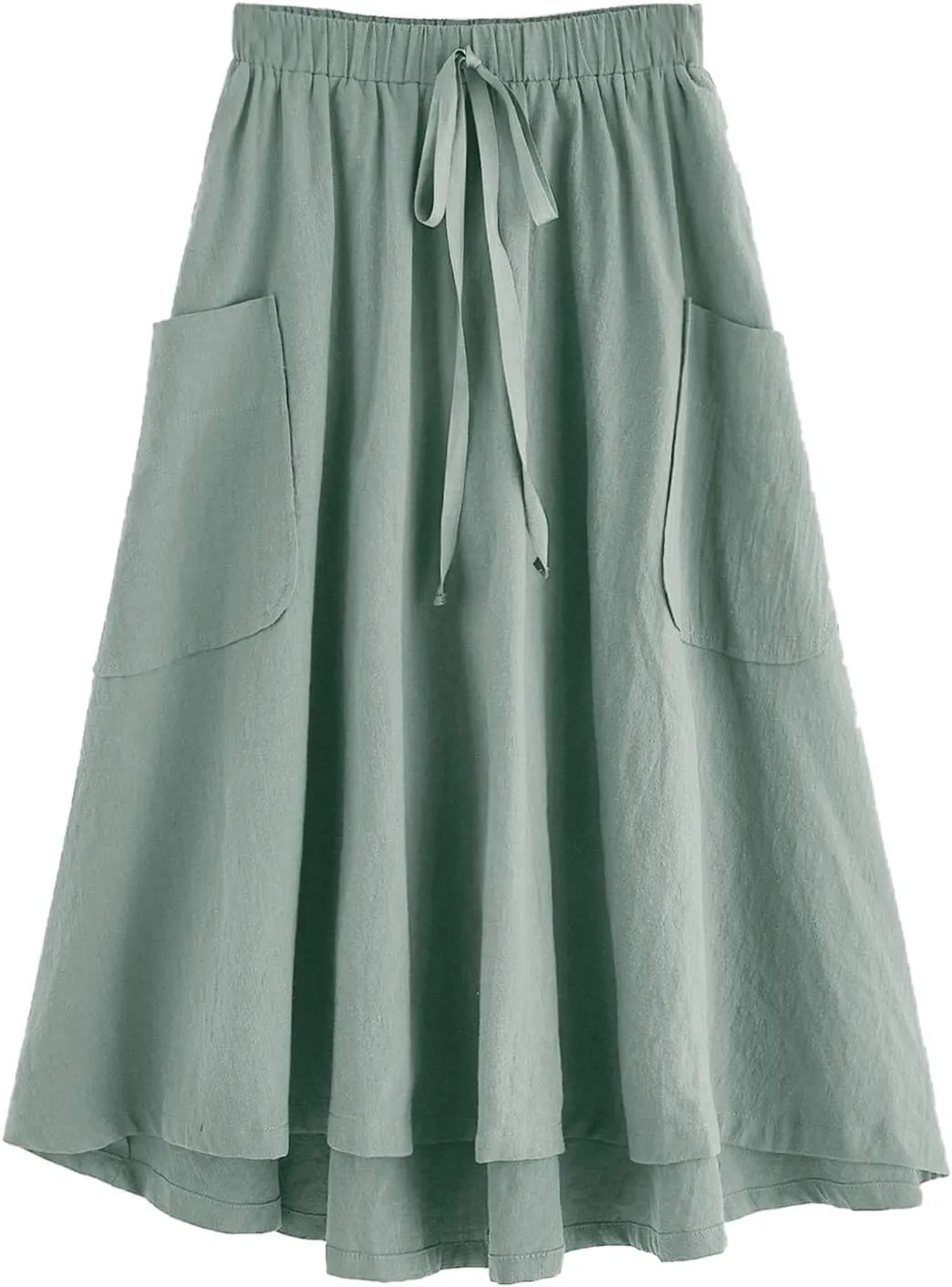 SweatyRocks Women's Casual High Waist Pleated A-Line Midi Skirt with Pocket