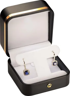 T Style Black Earring Gift Box for Dangling and Hoop Earrings Luxury PU Leather Material Multiple Use Necklace Earring Storage Holder Box for Women for Men