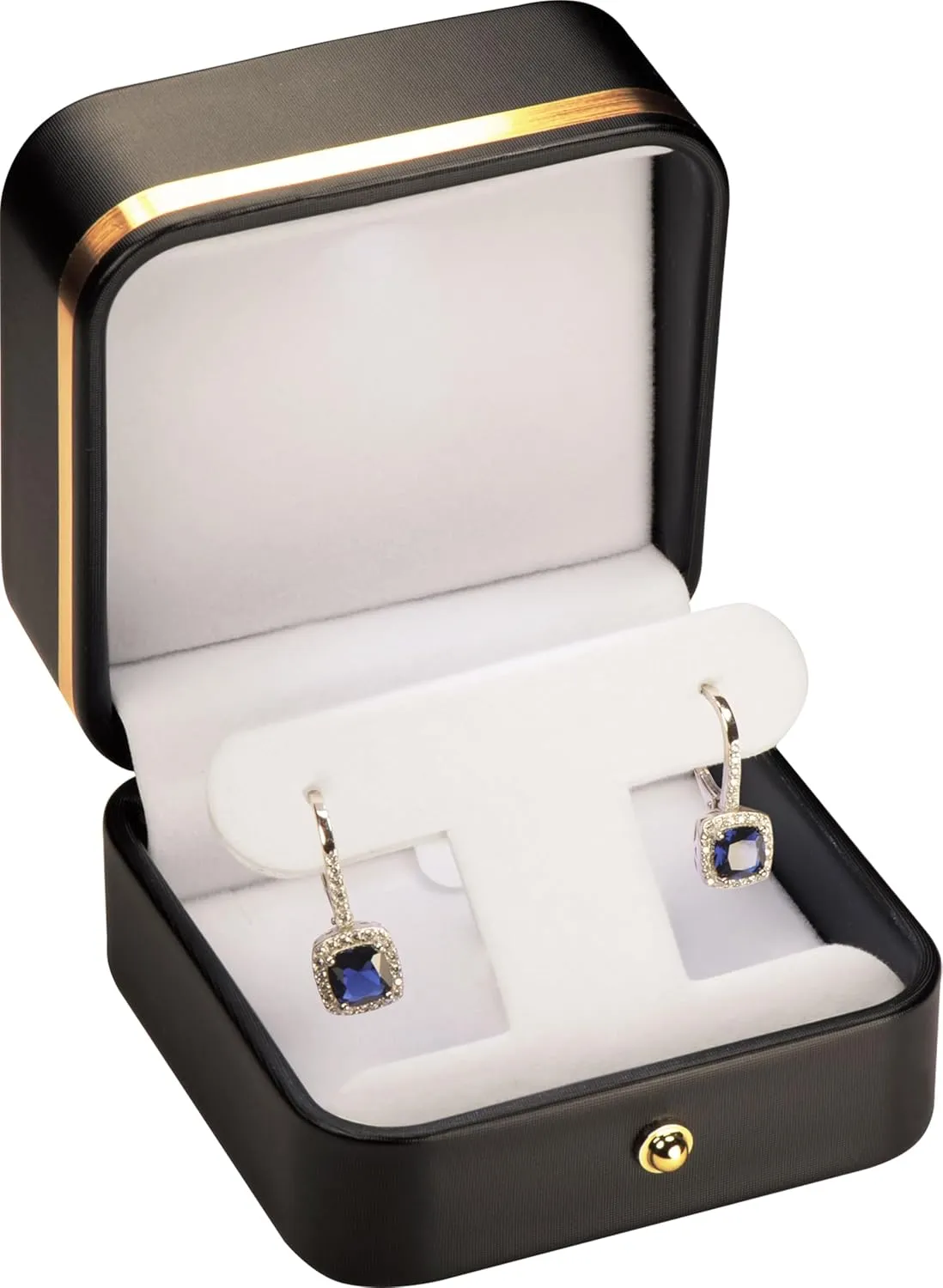 T Style Black Earring Gift Box for Dangling and Hoop Earrings Luxury PU Leather Material Multiple Use Necklace Earring Storage Holder Box for Women for Men