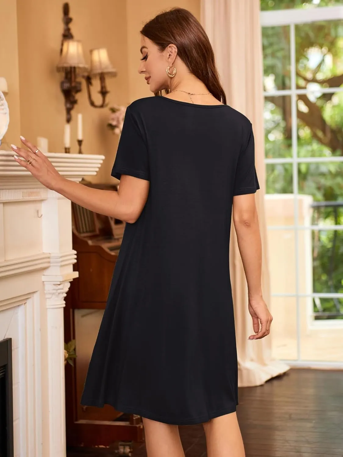Women's Summer Dresses 2025 Casual T Shirt Dress Short Sleeve Loose Flowy Sundress Swing Tunic Dress with Pockets